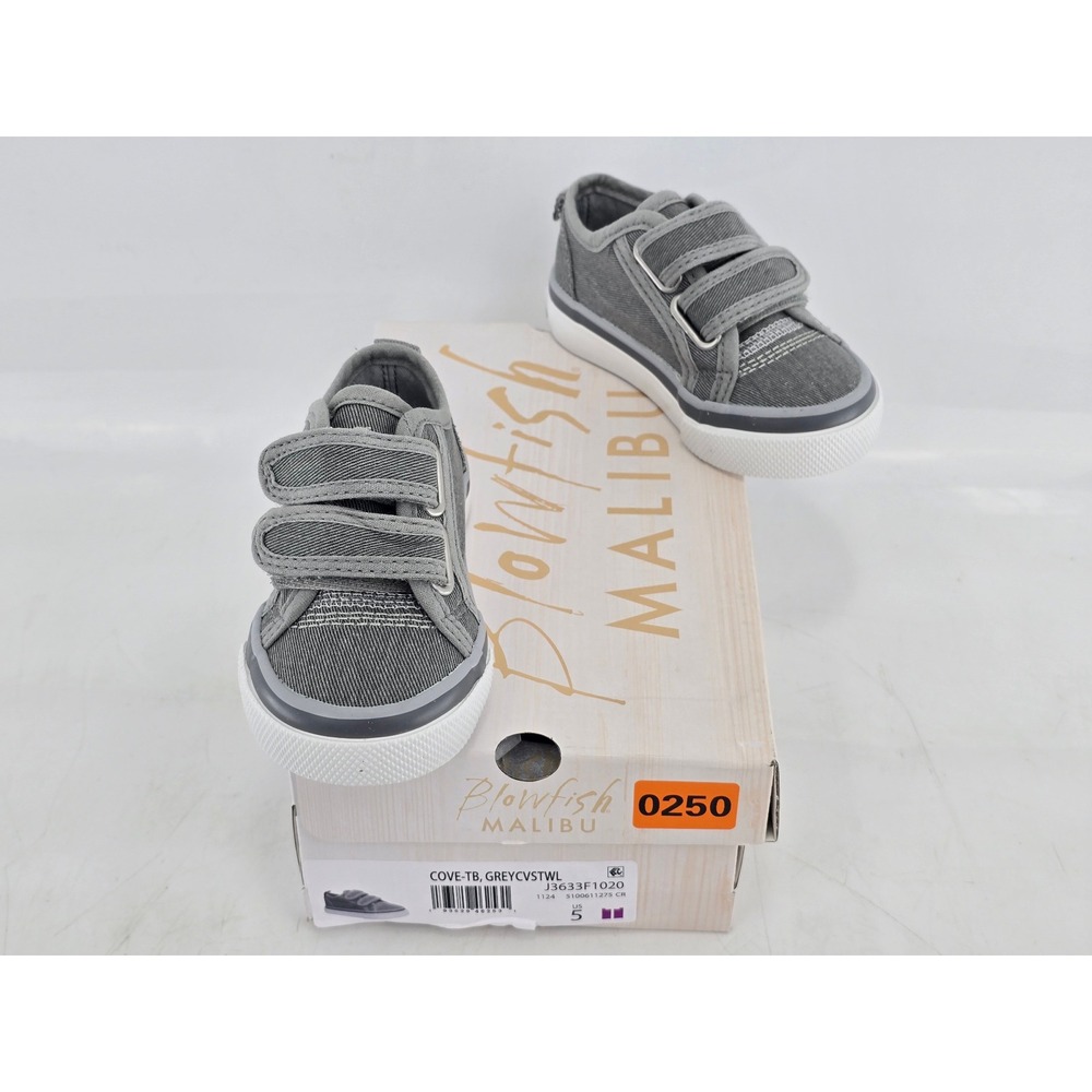 Blowfish Cove-TB Toddler Size 5T Grey Canvas Hook and Loop Sneakers -New